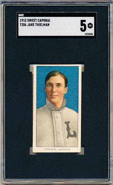 1909-11 T206 Baseball- Jake Thielman, Louiville- SGC Ex 5 – Sweet Caporal 350 back