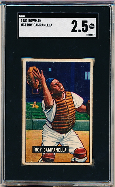 1951 Bowman Baseball- #31 Roy Campanella, Dodgers- SGC 2.5 (Good +)