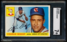 1955 Topps Baseball- #96 Charlie Bishop, KC A’s- SGC 7 (NM)