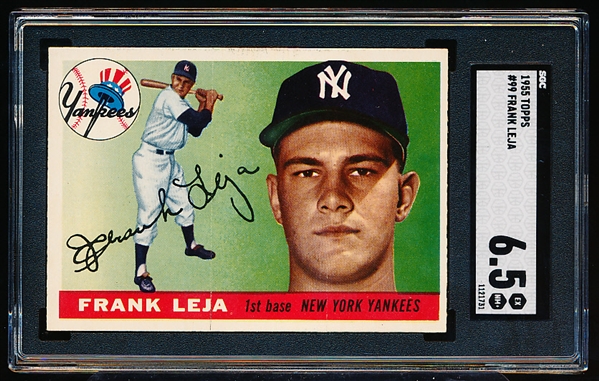1955 Topps Baseball- #99 Frank Leja, Yankees- SGC 6.5 (Ex-NM+)