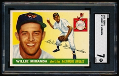 1955 Topps Baseball- #154 Willie Miranda, Baltimore- SGC 7 (NM)