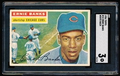 1956 Topps Baseball- #15 Ernie Banks, Cubs- SGC 3 (Vg)- White Back