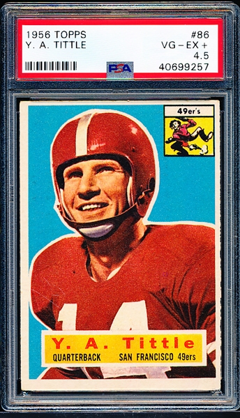 1956 Topps Football- #86 Y.A. Tittle, 49ers- PSA Vg-Ex+ 4.5