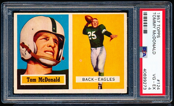 1957 Topps Football- #124 Tommy McDonald, Eagles- PSA Vg-Ex 4 