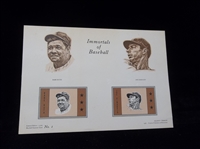 1978 Immortals of Baseball 6-5/16” x 9” Card- #1 Babe Ruth & Joe DiMaggio