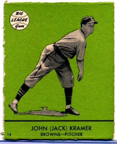 1941 Goudey Bb- #14 Jack Kramer, Browns- Green Color Version