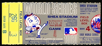 1969 MLB World Series Ticket Stub- Baltimore Orioles @ New York Mets- Game 4