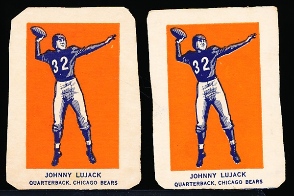 1952 Wheaties Fb- Johnny Lujack, Bears- Action Pose- 2 Cards