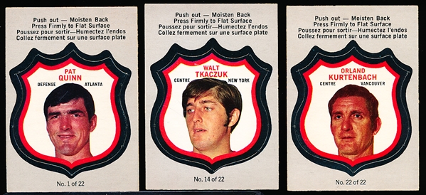 1972-73 O-Pee-Chee Hockey- “Player Crests”- 3 Diff.