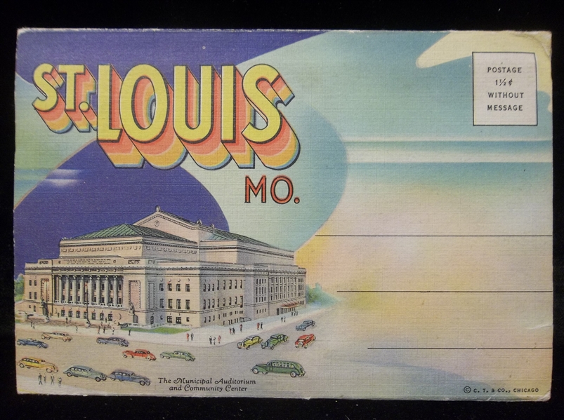 Paul Monroe Co. “D-4416 Greeting From St. Louis Mo.” Linen Fold-Out Picture Pack
