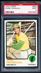1973 Topps Baseball- #625 Angel Mangual, Oakland- PSA Mint 9- Hi#