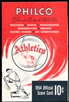 1954 Washington Senators @ Philadelphia A’s MLB Program