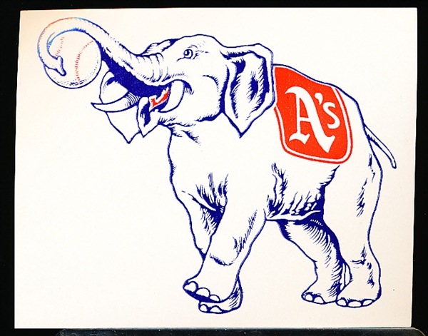 1950’s? Philadelphia A’s 4-½” x 3-3/8” Elephant Logo Color Transfer