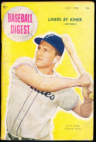 July 1948 Baseball Digest- Ralph Kiner on Cover