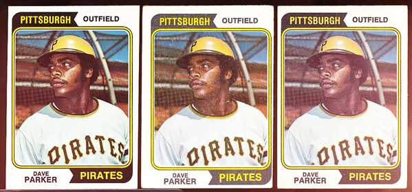 1974 Topps Bb- #252 Dave Parker RC, Pirates- 3 Cards