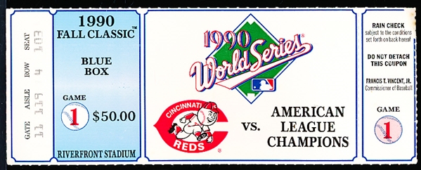 1990 World Series Ticket Stub- Game 1 @ Cinc.