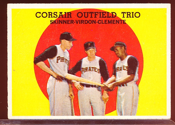 1959 Topps Baseball- #543 Corsair Trio- Clemente! Hi#