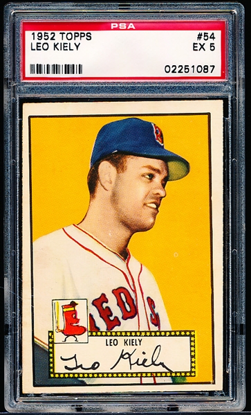 1952 Topps Baseball- #54 Leo Kiely, Red Sox- PSA Ex 5- Red Back