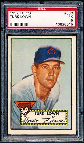 1952 Topps Baseball- #330 Turk Lown, Cubs- PSA Ex 5- High Number!
