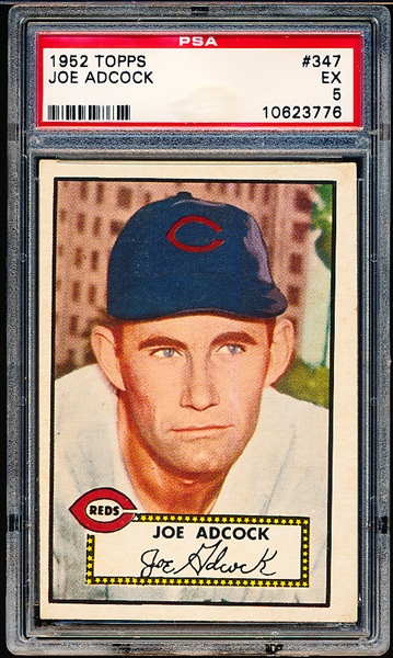 1952 Topps Baseball- #347 Joe Adcock, Reds- PSA Ex 5- Hi#