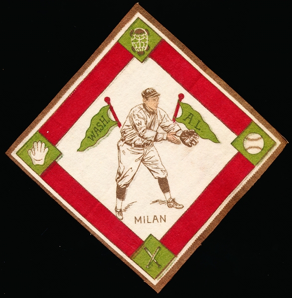 1914 B18 Baseball Blanket- Milan, Wash AL- Green Pennants
