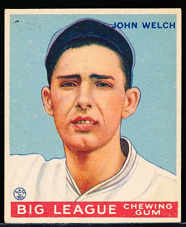 1933 Goudey Bb- #93 John Welch, Boston Red Sox