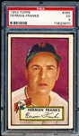 1952 Topps Baseball- #385 Herman Franks, Giants- PSA Ex 5- Hi#