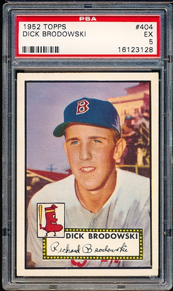 1952 Topps Baseball- #404 Dick Brodowski, Red Sox- PSA Ex 5- Hi#