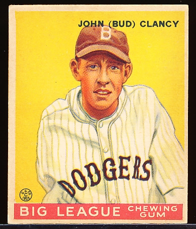 1933 Goudey Baseball- #32 Bud Clancy, Brooklyn