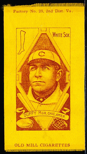 1911 S74 Baseball Colored Silk- Hugh Duffy, Chicago Amer- Old Mill (Factory 25 back)- Gold Color