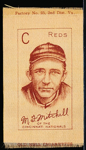 1911 S74 Baseball Colored Silk- Mitchell, Reds- Light Brown/ Gold Color- Old Mill