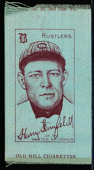 1911 S74 Baseball Colored Silk- Harry Steinfeldt, Rustlers- Green Color- Old Mill (Factory 25).