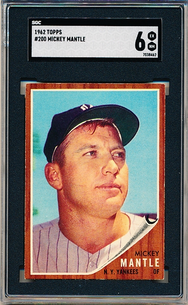 1962 Topps Baseball- #200 Mickey Mantle, Yankees- SGC 6 (Ex-NM)
