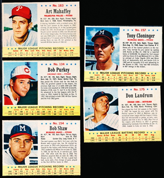 1963 Post Cereal Baseball- 5 Diff