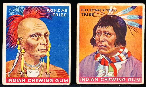 1933-‘34 Goudey Gum Co. “Indian Gum” Series of 48 (Red Stripe)- 2 Diff.