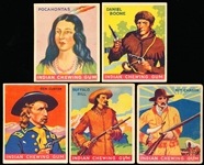 1933-‘40 Goudey Gum Co. “Indian Gum” Series of 96- 5 Diff. Stars