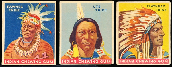 1933-‘40 Goudey Gum Co. “Indian Gum” Series of 96- 15 Diff. Low Numbers