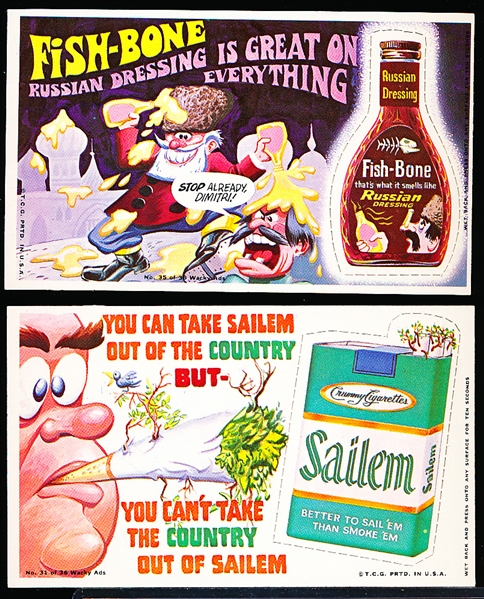 1969 Topps “Wacky Ads” (R706-12)- 3 Diff. Large Perforations & Two Diff. Small Perforations Cards