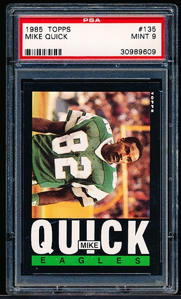 1985 Topps Football- #135 Mike Quick, Eagles- PSA Mint 9