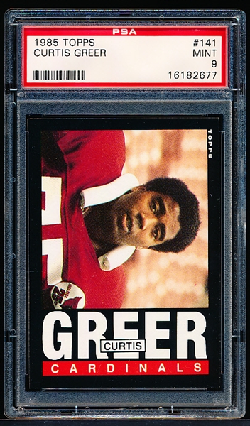 1985 Topps Football- #141 Curtis Greer, Cardinals- PSA Mint 9
