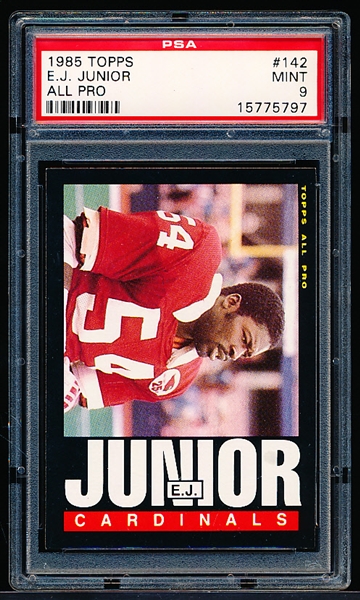 1985 Topps Football- #142 E.J. Junior, Cardinals- PSA Mint 9
