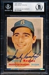 1957 Topps Baseball Autographed- #302 Sandy Koufax, Dodgers- Beckett Certified & Encapsulated