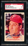 1957 Topps Baseball Autographed- #241 Joe Lonnett, Phillies- SGC Certified & Encapsulated