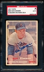 1957 Topps Baseball Autographed- #284 Don Zimmer, Dodgers- SGC Certified & Encapsulated