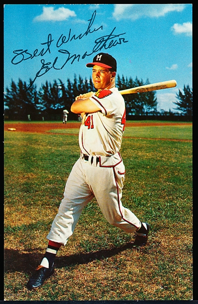 1955-60 Milwaukee Braves MLB Bill and Bob’s Postcard- Eddie Mathews