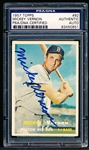 Autographed 1957 Topps Baseball- #92 Mickey Vernon, Boston Red Sox- PSA/ DNA Certified & Encapsulated