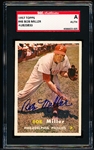 Autographed 1957 Topps Baseball- #46 Bob Miller, Phillies- SGC Certified & Encapsulated