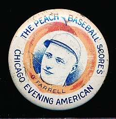 1923 Chicago Evening American “The Peach Baseball Scores” 1-7/16” Diameter Pin- Bob O’Farrell