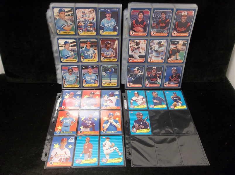 1986 Fleer Baseball Complete Set of 660 in Pages with 11 Diff. All-Stars & Set of “Future Hall of Famers”