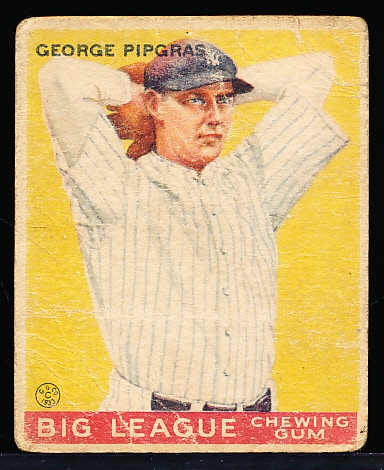 1933 Goudey Baseball- #12 George Pipgrass, Yankees